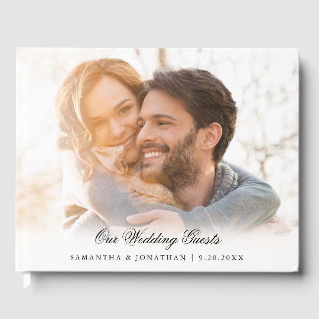 Livro De Visitas Casamento de Fotografias de Script Elegante (Frente)
