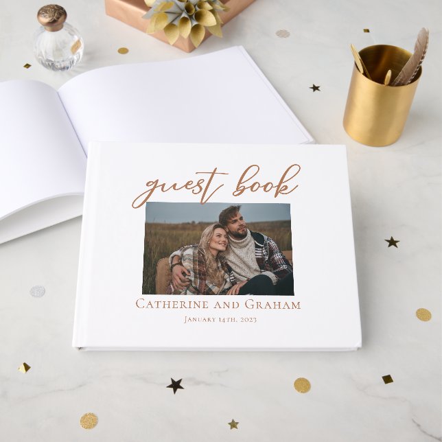Livro De Visitas Casamento de Fotografias do Casal Sienna Brown (Frente aberta)