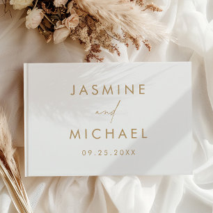 Livro De Visitas Casamento de Fotografias Dourado Moderno