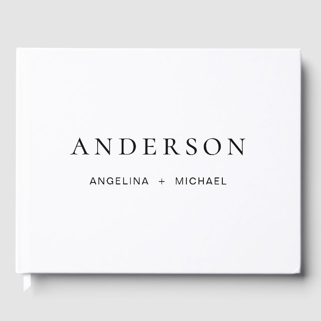 Livro De Visitas Casamento de Fotografias Elegante Simples Preto e  (Frente)