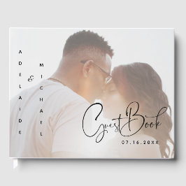 Livro De Visitas Casamento de Fotos Minimalista de Script Elegante