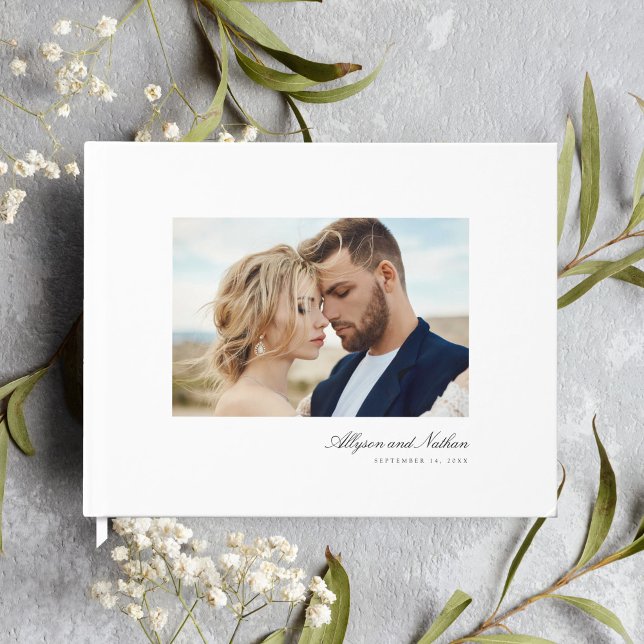 Livro De Visitas Casamento de Fotos Simples de Script Elegante Bran (Criador carregado)