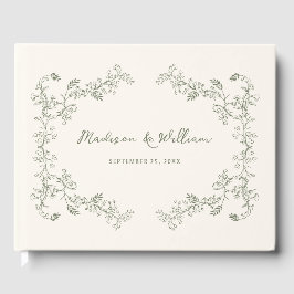 Livro De Visitas Casamento de Frame Floral Rustic Sage Vintage