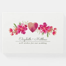 Livro De Visitas Casamento de Fuchsia Green Floral Watercolor