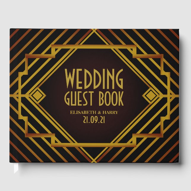 Livro De Visitas Casamento de Gatsby Dourado de 2020 (Frente)