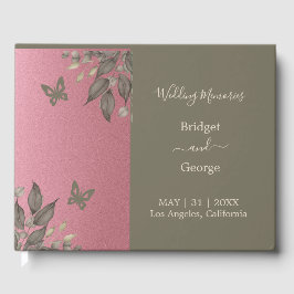 Livro De Visitas Casamento de Glam Floral Eucalyptus rosa
