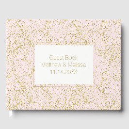 Livro De Visitas Casamento de Gráfico de Blush Confetti, Dourado Co