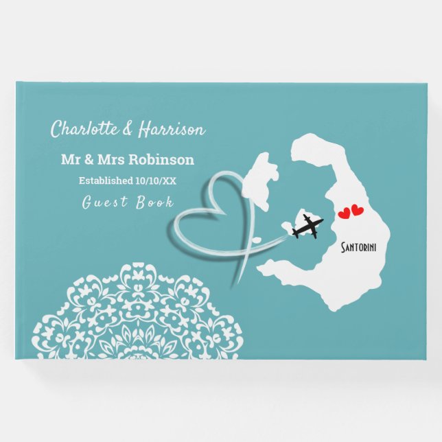 Livro De Visitas Casamento de Grécia de Destino Santorini (Frente)