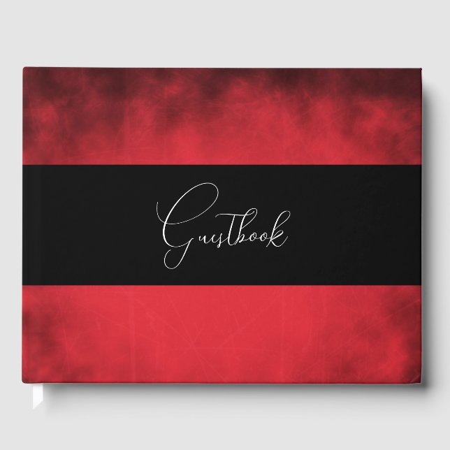 Livro De Visitas Casamento de Grunge Vermelho (Frente)