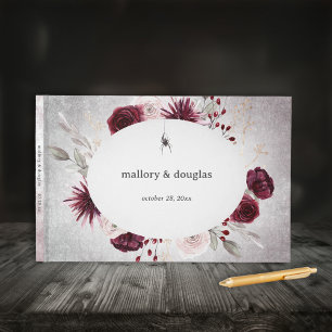 Livro De Visitas Casamento de Halloween Rustic Black & Burgundy