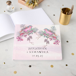 Livro De Visitas Casamento de Inverno com Aquarela de Pinhas, Pássa