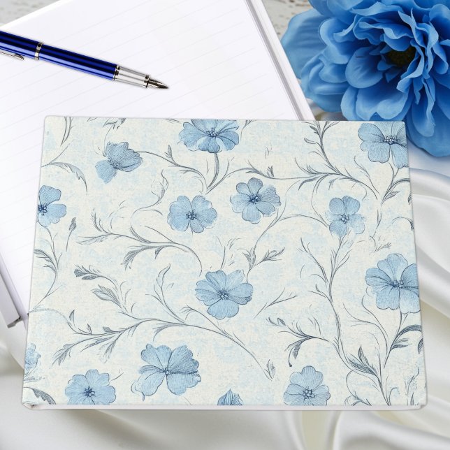 Livro De Visitas Casamento de Jardim Azul-Dusta Floral Elegante (Criador carregado)