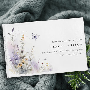 Livro De Visitas Casamento de Jardim da Borboleta de Flor Selvagem