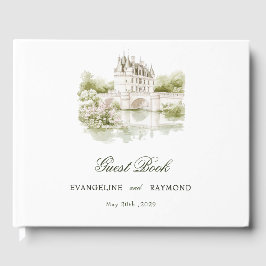 Livro De Visitas Casamento de Jardim de Manor de Aquarela Elegante