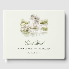 Livro De Visitas Casamento de Jardim de Manor de Aquarela Elegante