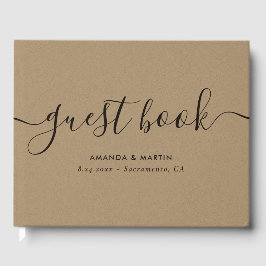 Livro De Visitas Casamento de Kraft do Script Moderno Elegante