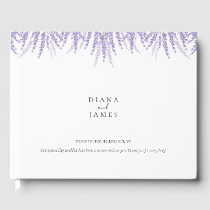 Livro De Visitas Casamento de Lavanda Floral de Aquarela Elegante