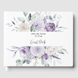 Livro De Visitas Casamento de lavandas e Rosas Brancas