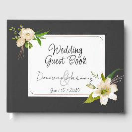 Livro De Visitas Casamento de lírios brancos personalizados