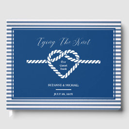 Livro De Visitas Casamento de Listras de Nó Marinheiro Azul Marinho