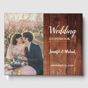 Livro De Visitas Casamento de madeira da foto dos noivos do celeiro