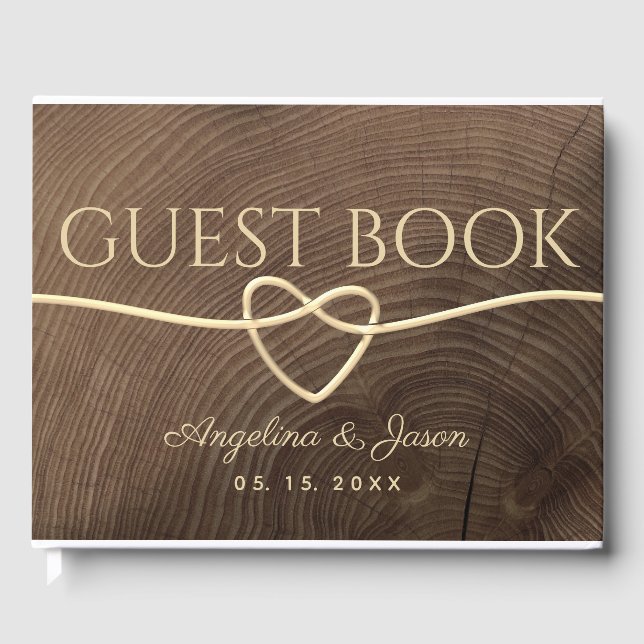 Livro De Visitas Casamento de Madeira Dourada (Frente)