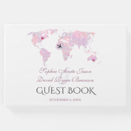 Livro De Visitas Casamento de Mapa Mundial de Aquarela de Destino P