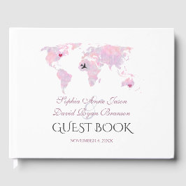 Livro De Visitas Casamento de Mapa Mundial de Aquarela de Destino P