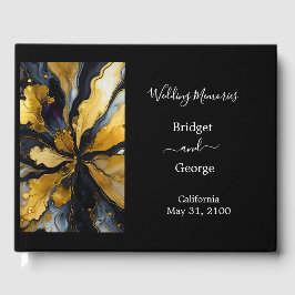 Livro De Visitas casamento de mármore luxuoso de ouro negro