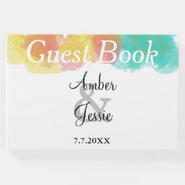 Livro De Visitas Casamento de Monograma de Aquarelas