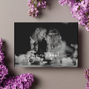 Livro De Visitas Casamento de Monograma de Script de Foto Minimalis