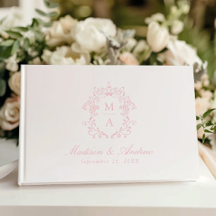 Livro De Visitas Casamento de Monogramas de Crest Chinoiserie Elega