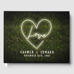 Livro De Visitas Casamento de néon branco do Boxwood do sinal do