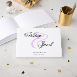 Livro De Visitas Casamento de Nome Personalizado Roxo Claro Minimal