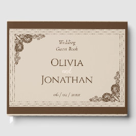 Livro De Visitas Casamento de ornamentado de Beige Clássico Elegant