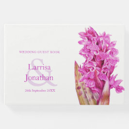 Livro De Visitas Casamento de orquídeas selvagens rosa personalizad