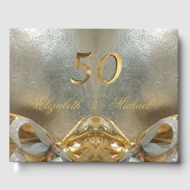Livro De Visitas Casamento de ouro 50º Aniversário Elegante Faux Do (Frente)