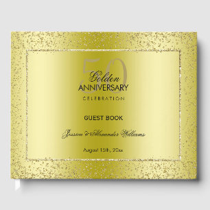 Livro De Visitas Casamento de Ouro Dourado Confetti 50º 