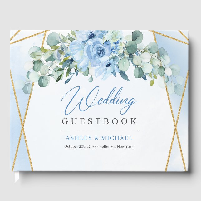 Livro De Visitas Casamento de ouro floral com desenho à mão (Frente)