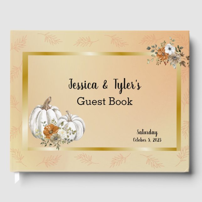 Livro De Visitas Casamento de Outono Branco Abóbora Ferrugem (Frente)