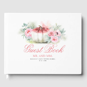 Livro De Visitas Casamento de Outono com Abóbora e Brilhos em Rose