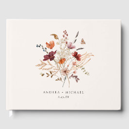 Livro De Visitas Casamento de Outono Vintage Boho Wildflowers