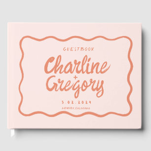 Livro De Visitas Casamento de PachyHandwrite Rosa Retro