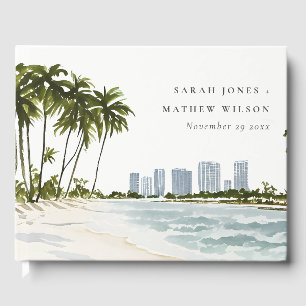 Livro De Visitas Casamento de Paisagem de Palma de Aquarela de Miam