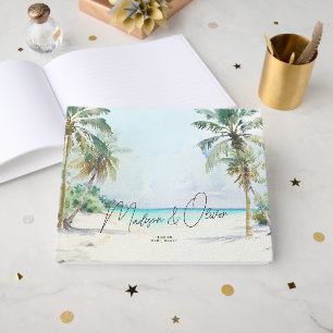 Livro De Visitas Casamento de Palmeiras Tropicais de Praia Elegante