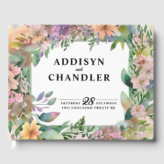 Livro De Visitas Casamento de Pastel Watercolor