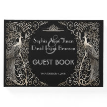Casamento de Peacocks em Deco de Arte Glam Silver