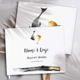 Livro De Visitas Casamento de Peixes de Watercolor Koi