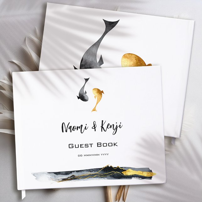 Livro De Visitas Casamento de Peixes de Watercolor Koi (Criador carregado)