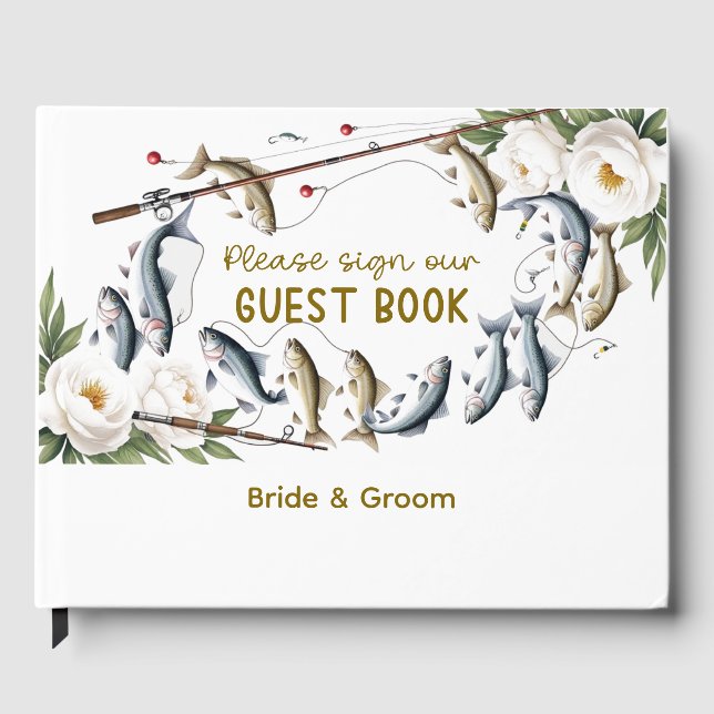 Livro De Visitas Casamento de peixes temático para amantes da pesca (Frente)